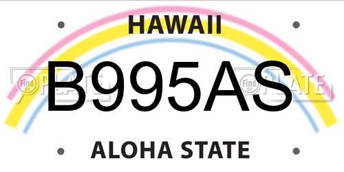 B995AS Hawaii License Plate