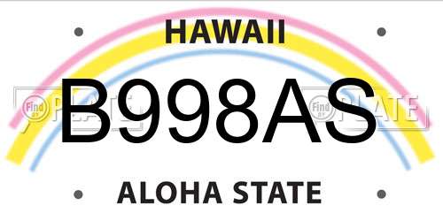 B998AS Hawaii License Plate