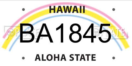 BA1845 Hawaii License Plate