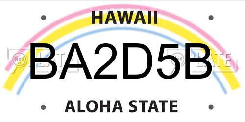 BA2D5B Hawaii License Plate