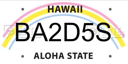 BA2D5S Hawaii License Plate