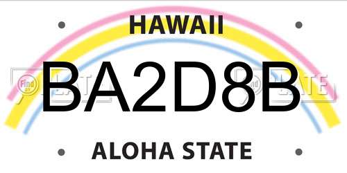 BA2D8B Hawaii License Plate