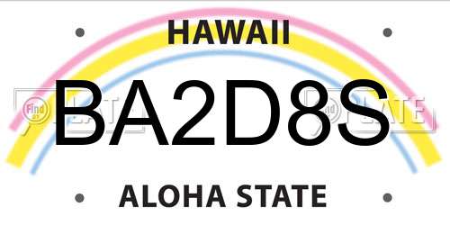 BA2D8S Hawaii License Plate
