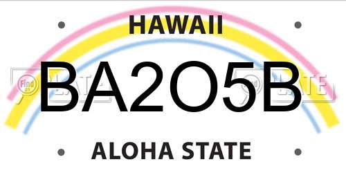 BA2O5B Hawaii License Plate
