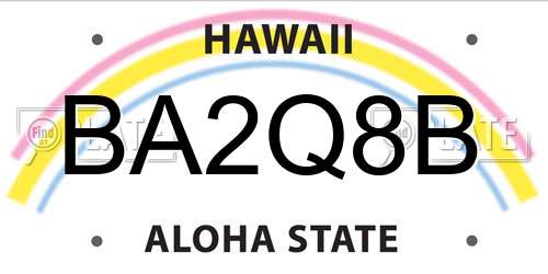 BA2Q8B Hawaii License Plate