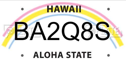 BA2Q8S Hawaii License Plate