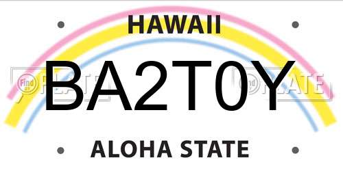BA2T0Y Hawaii License Plate