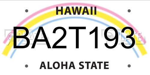 BA2T193 Hawaii License Plate