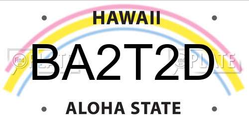 BA2T2D Hawaii License Plate