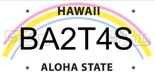 BA2T4S Hawaii License Plate