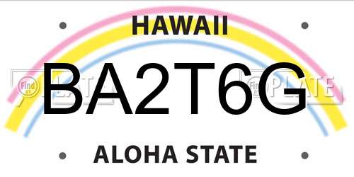 BA2T6G Hawaii License Plate