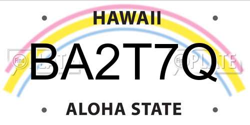 BA2T7Q Hawaii License Plate