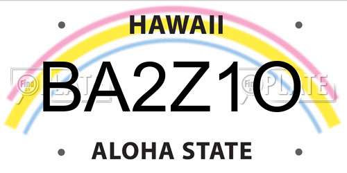 BA2Z1O Hawaii License Plate
