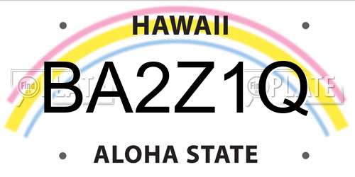 BA2Z1Q Hawaii License Plate