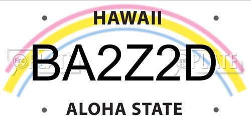 BA2Z2D Hawaii License Plate