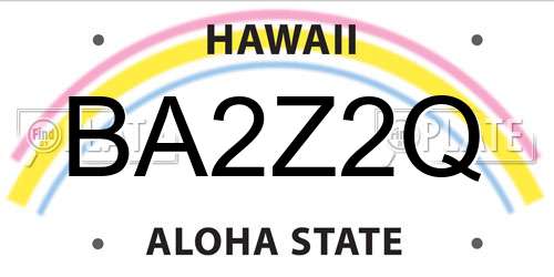 BA2Z2Q Hawaii License Plate