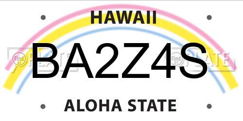 BA2Z4S Hawaii License Plate