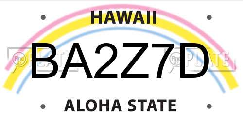 BA2Z7D Hawaii License Plate