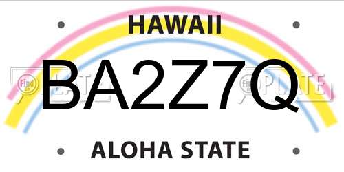 BA2Z7Q Hawaii License Plate