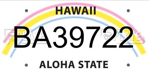 BA39722 Hawaii License Plate