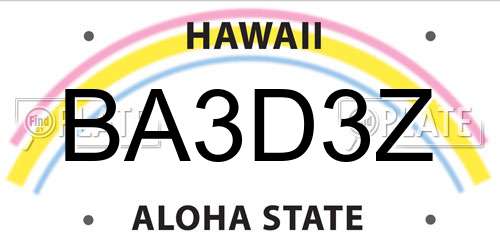 BA3D3Z Hawaii License Plate