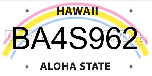 BA4S962 Hawaii License Plate