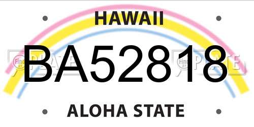 BA52818 Hawaii License Plate
