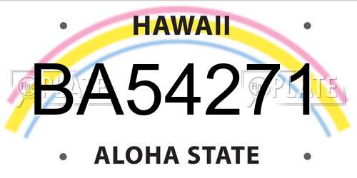 BA54271 Hawaii License Plate