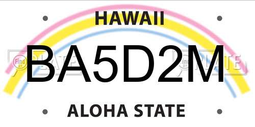 BA5D2M Hawaii License Plate