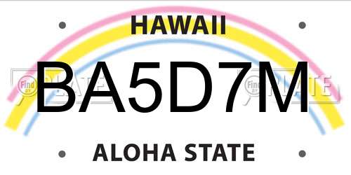 BA5D7M Hawaii License Plate
