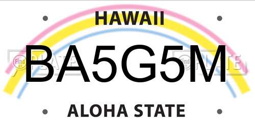 BA5G5M Hawaii License Plate