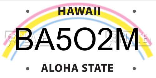 BA5O2M Hawaii License Plate