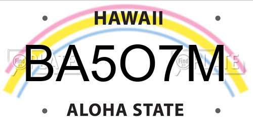 BA5O7M Hawaii License Plate