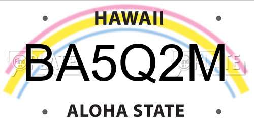 BA5Q2M Hawaii License Plate