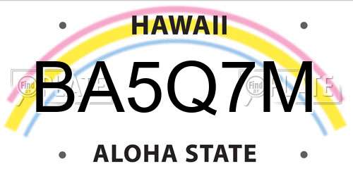 BA5Q7M Hawaii License Plate