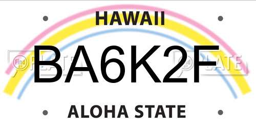 BA6K2F Hawaii License Plate