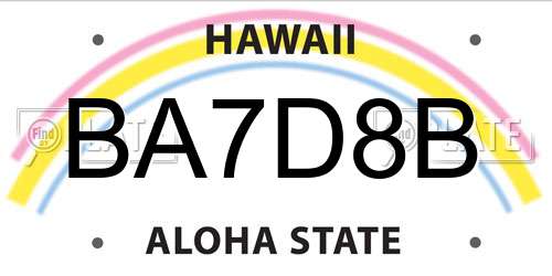 BA7D8B Hawaii License Plate