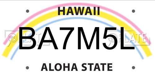 BA7M5L Hawaii License Plate