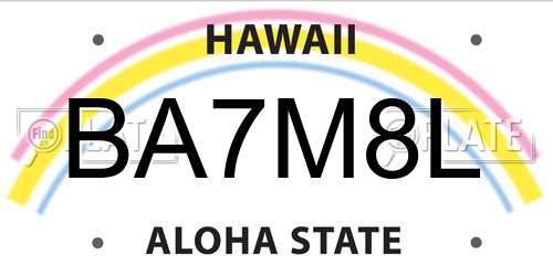 BA7M8L Hawaii License Plate