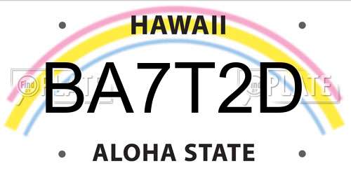 BA7T2D Hawaii License Plate