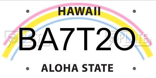 BA7T2O Hawaii License Plate