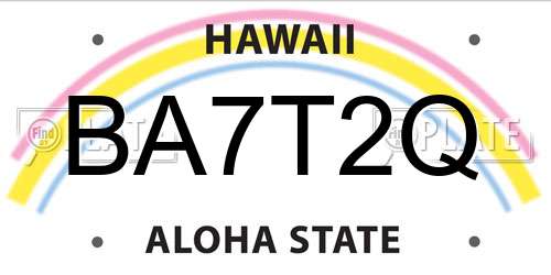 BA7T2Q Hawaii License Plate