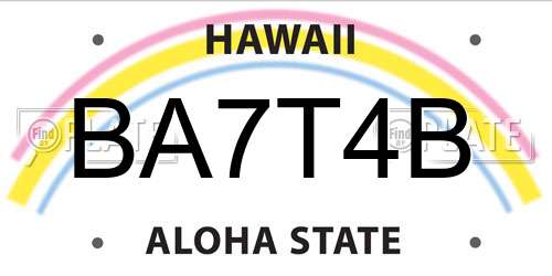 BA7T4B Hawaii License Plate