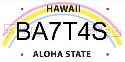 BA7T4S Hawaii License Plate