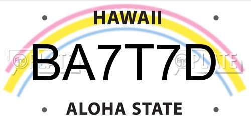 BA7T7D Hawaii License Plate