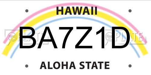 BA7Z1D Hawaii License Plate