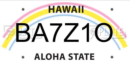 BA7Z1O Hawaii License Plate
