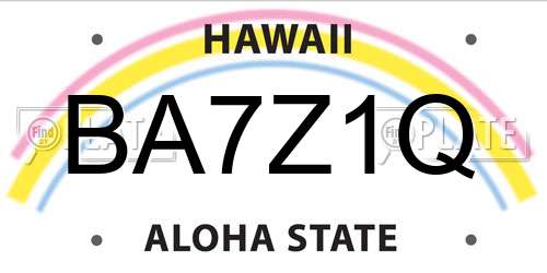 BA7Z1Q Hawaii License Plate