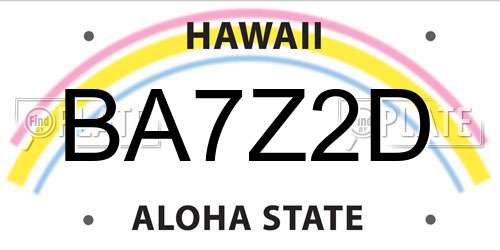 BA7Z2D Hawaii License Plate