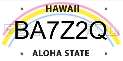 BA7Z2Q Hawaii License Plate